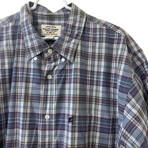 Ralph Lauren Jeans Co Vtg Mens Sz XXL Plaid Short Sleeve Button Down Shirt 90s